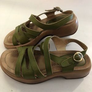 Dansko Green Strappy Leather Sandals